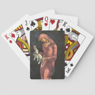 Vrouw met een konijn pokerkaarten