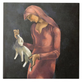 Vrouw met een Konijn Tegeltje