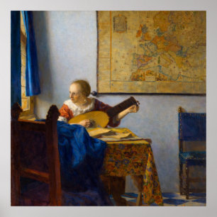 Vrouw met een luit van Johannes Vermeer Poster