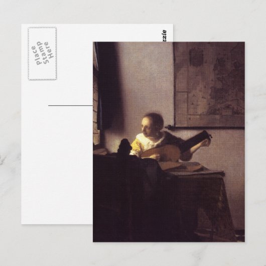 Vrouw met een Lute Briefkaart (Voorkant / Achterkant)