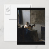 Vrouw met een Lute van Johannes Vermeer Briefkaart (Voorkant / Achterkant)
