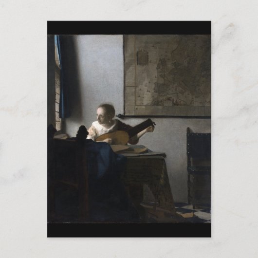 Vrouw met een Lute van Johannes Vermeer Briefkaart (Voorkant)