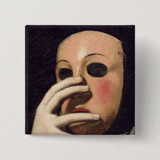 Vrouw met een Masker Vierkante Button 5,1 Cm (Voorkant)