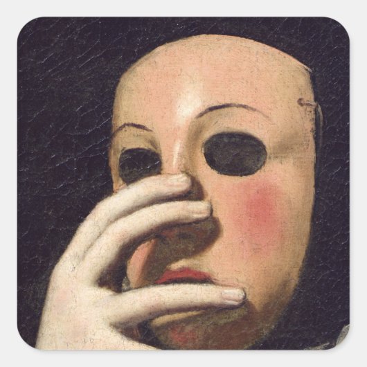 Vrouw met een Masker Vierkante Sticker (Voorkant)