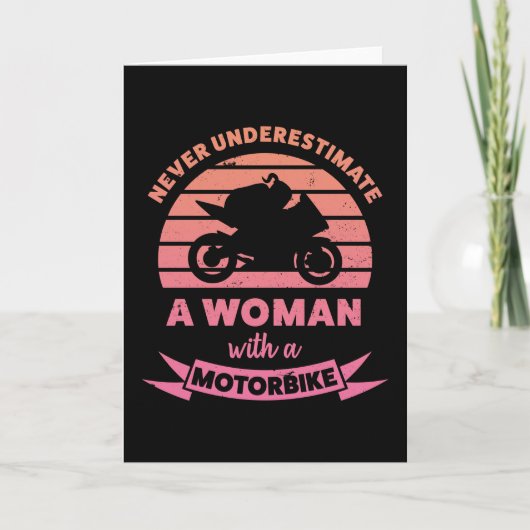 Vrouw met een motorfiets grappige cadeaus echtgeno kaart (Voorkant)