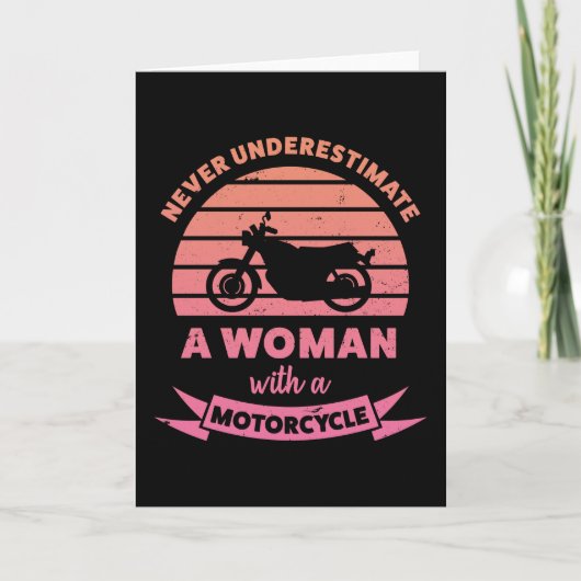 Vrouw met een motorfiets grappige geschenken vrouw kaart (Voorkant)