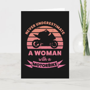Vrouw met een motorfiets grappige geschenken vrouw kaart