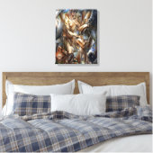 Vrouw met een paard canvas afdruk (Insitu (Slaapkamer))