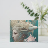 Vrouw met een paling op haar hoofd briefkaart (Staand voorkant)