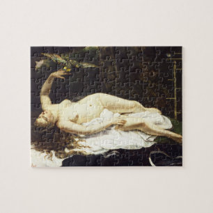 Vrouw met een papegaai door Gustave Courbet Legpuzzel