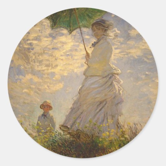 Vrouw met een Parasol, 1875 Zelfklever Ronde Sticker (Voorkant)