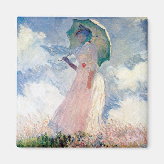 Vrouw met een Parasol, Claude Monet, 1886 Magneet (Voorkant)