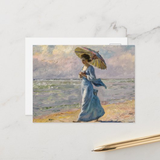 Vrouw met een parasol, Claude Monet Briefkaart (Voorkant / Achterkant in situ)