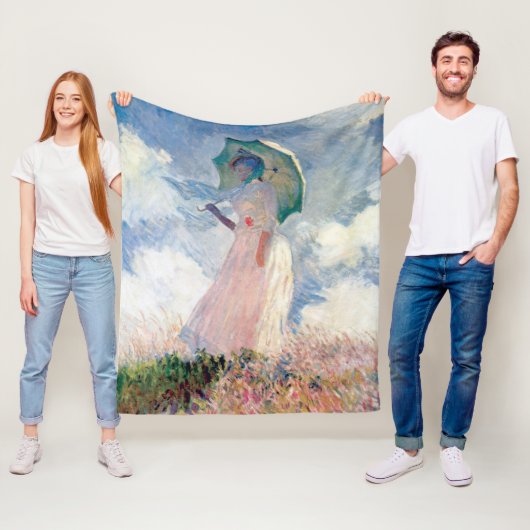 Vrouw met een parasol, Claude Monet Fleece Deken (In situ)