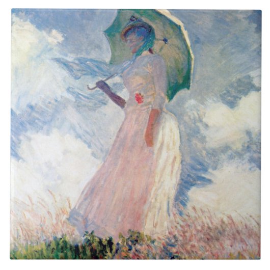 Vrouw met een parasol, Claude Monet Tegeltje (Voorkant)