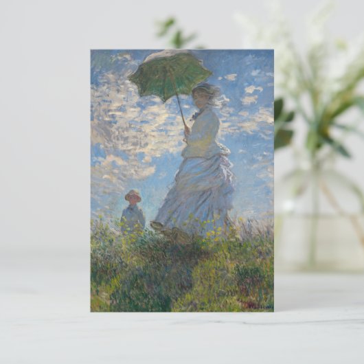 Vrouw met een parasol | Frans landschap Bedankkaart (Staand voorkant)