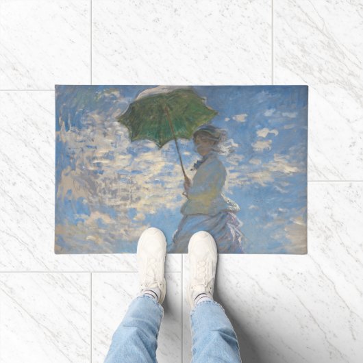 Vrouw met een parasol | Frans landschap Deurmat (Binnen)