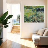 Vrouw met een parasol in een tuin door Auguste Ren Poster