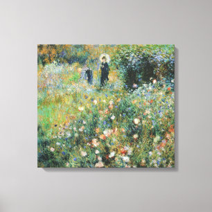 Vrouw met een parasol in een tuinrenoir Fine Art Canvas Afdruk
