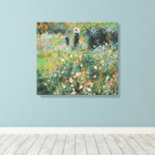 Vrouw met een parasol in een tuinrenoir Fine Art Canvas Afdruk (Insitu (Houten vloer))