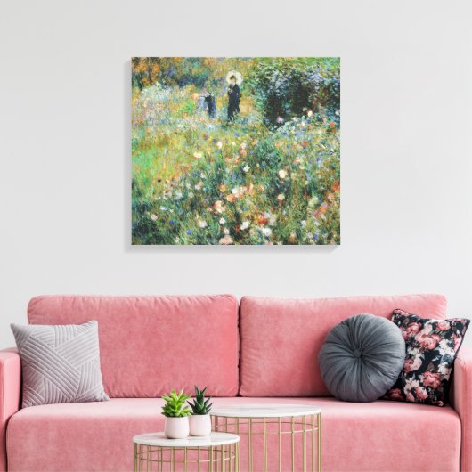 Vrouw met een parasol in een tuinrenoir Fine Art Canvas Afdruk (Insitu (Woonkamer))