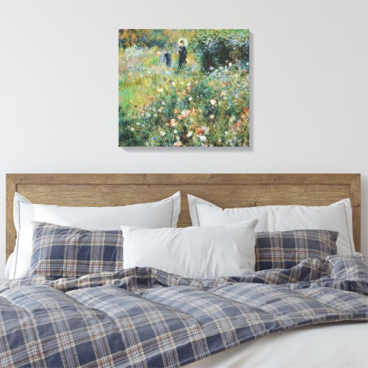 Vrouw met een parasol in een tuinrenoir Fine Art Canvas Afdruk (Insitu (Slaapkamer))