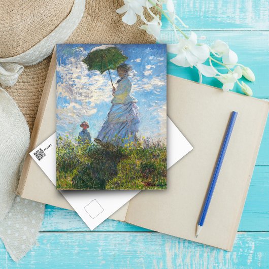 Vrouw met een parasol - Madame Monet, Fine Art Briefkaart