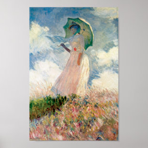 vrouw met een parasol naar links monet poster