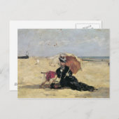Vrouw met een Parasol op het Strand, 1880 Briefkaart (Voorkant / Achterkant)