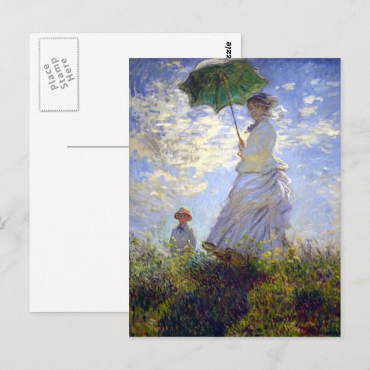 Vrouw met een parasol van Claude Monet Briefkaart (Voorkant / Achterkant)