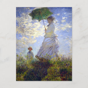 Vrouw met een parasol van Claude Monet Briefkaart