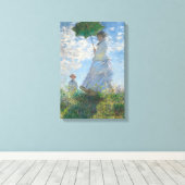 Vrouw met een parasol van Claude Monet Canvas Afdruk (Insitu (Houten vloer))