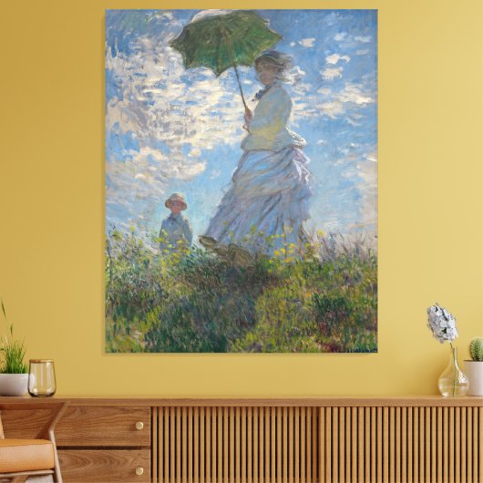 Vrouw met een parasol van Claude Monet Canvas Afdruk (Insitu (Woonkamer))