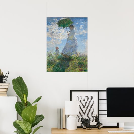 Vrouw met een parasol van Claude Monet Poster (Thuiskantoor)