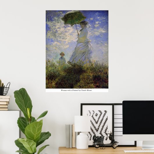 Vrouw met een parasol van Claude Monet Poster (Thuiskantoor)