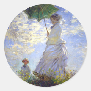Vrouw met een parasol van Claude Monet Ronde Sticker
