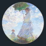 Vrouw met een parasol van Claude Monet Ronde Sticker<br><div class="desc">Vrouw met een parasol van Claude Monet</div>