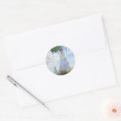 Vrouw met een parasol van Claude Monet Ronde Sticker (Envelop)
