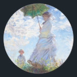 Vrouw met een parasol van Claude Monet Ronde Sticker<br><div class="desc">Vrouw met een parasol van Claude Monet</div>