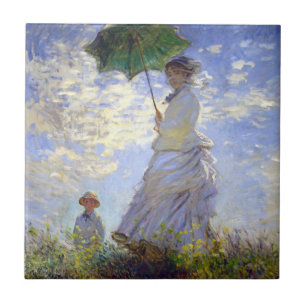Vrouw met een parasol van Claude Monet Tegeltje