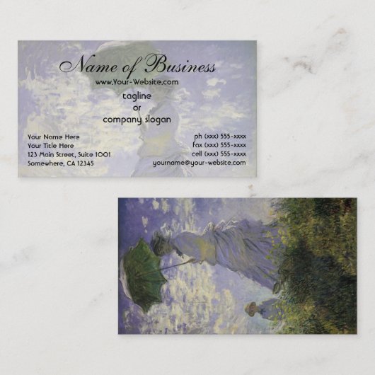 Vrouw met een parasol van Claude Monet Visitekaartje (Voorkant / Achterkant)