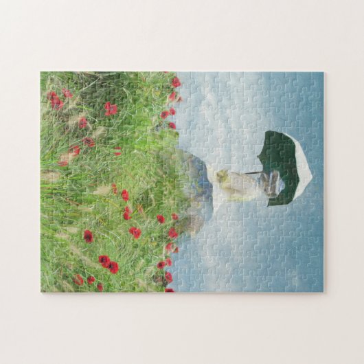 Vrouw Met een parasoltraditie van Claude Monet Legpuzzel (Horizontaal)