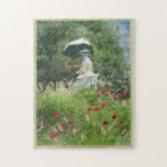 Vrouw Met een parasoltraditie van Claude Monet Legpuzzel<br><div class="desc">Uit de gronden voor sculptuur in NJ blijkt dat de sculptuur geïnspireerd door Vrouw met een Parasol-Madame Monet en Zoon, op zijn eigen plaats zit op een grijze heuvel met rode papavers, en bijna lijkt alsof hij over zijn eigen kleine stukje aarde voorzit. Het is een van de mijlpalen van...</div>