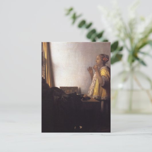 Vrouw met een ParelKetting Briefkaart (Staand voorkant)