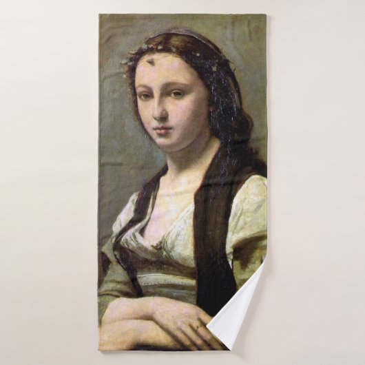 Vrouw met een pareltje, Camille Corot, 1868-1870 Badhanddoek (Badhanddoek)