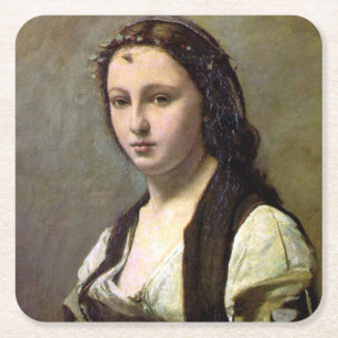 Vrouw met een pareltje, Camille Corot, 1868-1870 Kartonnen Onderzetters