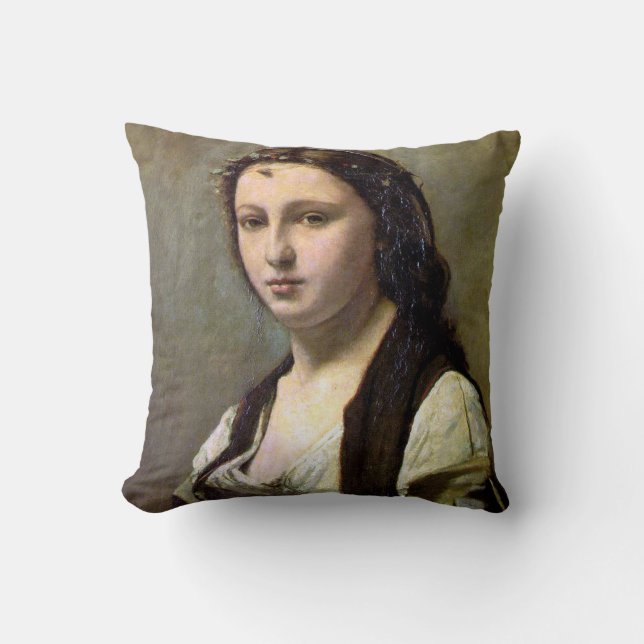Vrouw met een pareltje, Camille Corot, 1868-1870 Kussen (Voorkant)