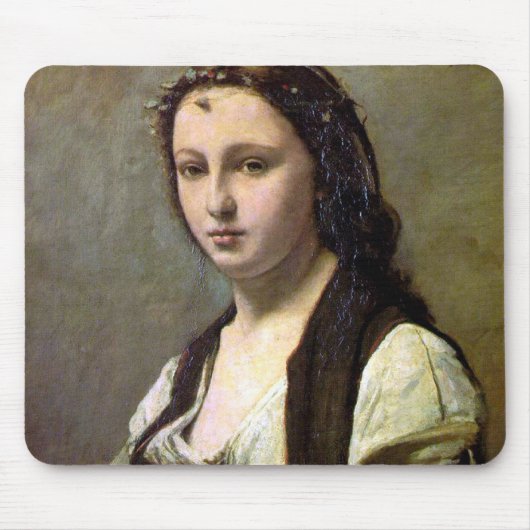 Vrouw met een pareltje, Camille Corot, 1868-1870 Muismat (Voorkant)