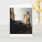 Vrouw met een Pearl Ketting, Johannes Vermeer Kaart (Gele Bloem)