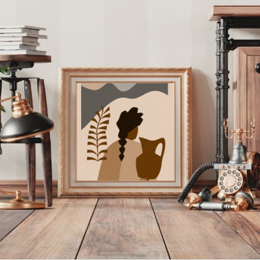 Vrouw met een pitcher in Abstracte stijl Poster